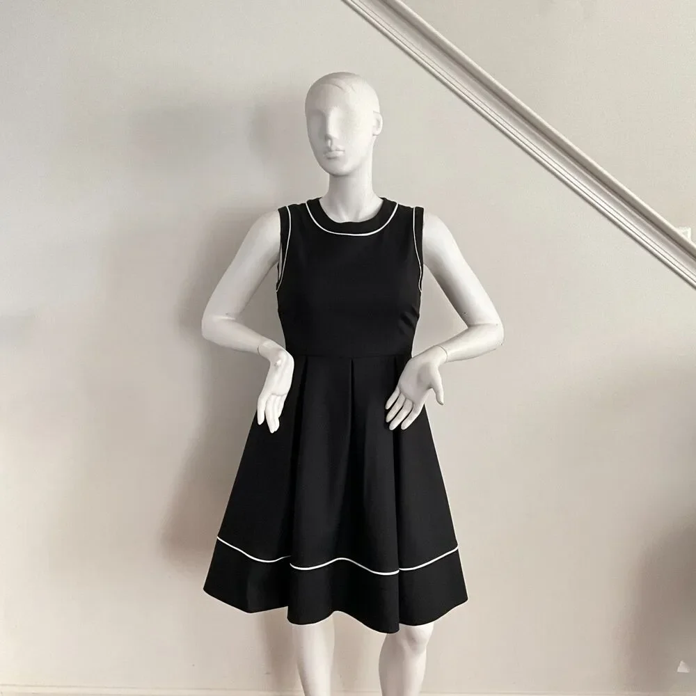 Kate Spade Hope Fit & Flare Dress Designer Preppy Pockets Black 12